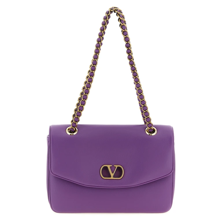 Valentino Garavani Purple Lamb Leather Shoulder Bag - Women