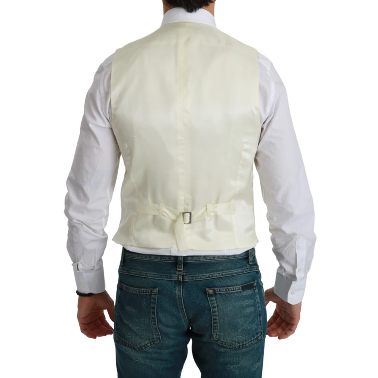 Dolce & Gabbana White Waistcoat Formal Wool Vest Virgin Clothing - Men