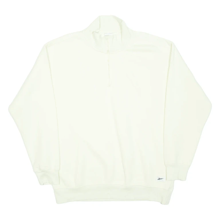 REEBOK Womens Sweatshirt Cream 1/4 Zip M