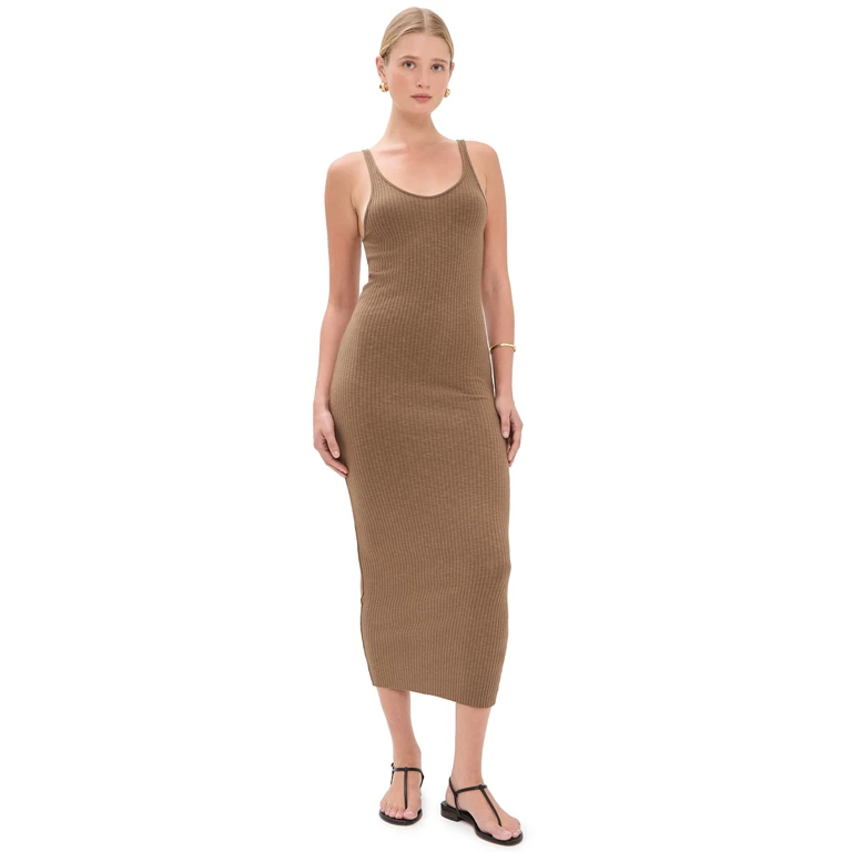 Enza Costa Military Rib Slim Tank Dress Army XS