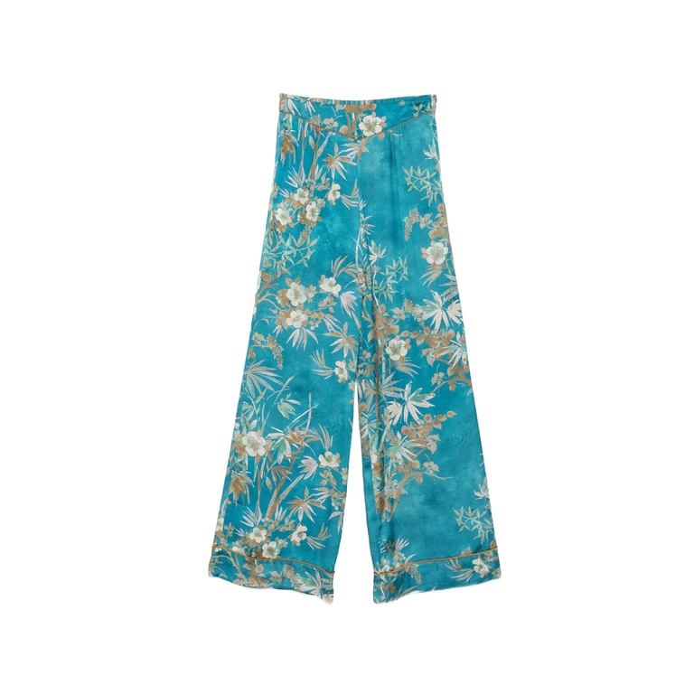 Floral-print Silk Palazzo Pants