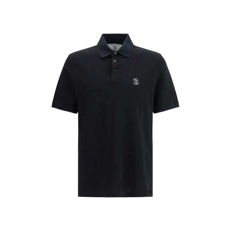 Black Cotton Polo Shirt - Men