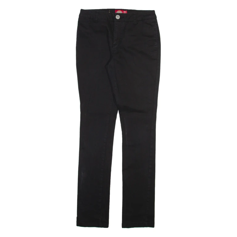 DICKIES Womens Trousers Black Slim Straight W26 L31