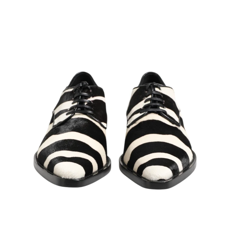 Dolce & Gabbana Black White Zebra Pony Fur Dress Shoes Black/white Calf - Men