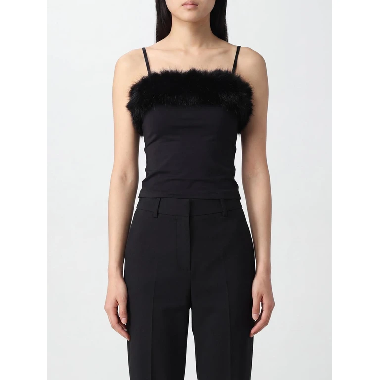 Slim Fit Evening Top in Crêpe with Square Neckline and Off-Shoulder Design (858101TRV381069)