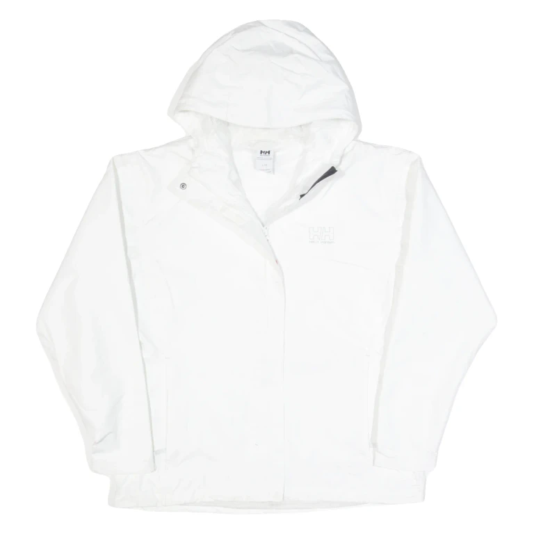 HELLY HANSEN Mesh Lined Womens Rain Jacket White Hooded L