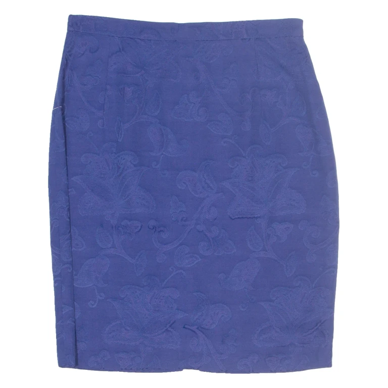 Womens Straight Skirt Blue Knee Length Floral M