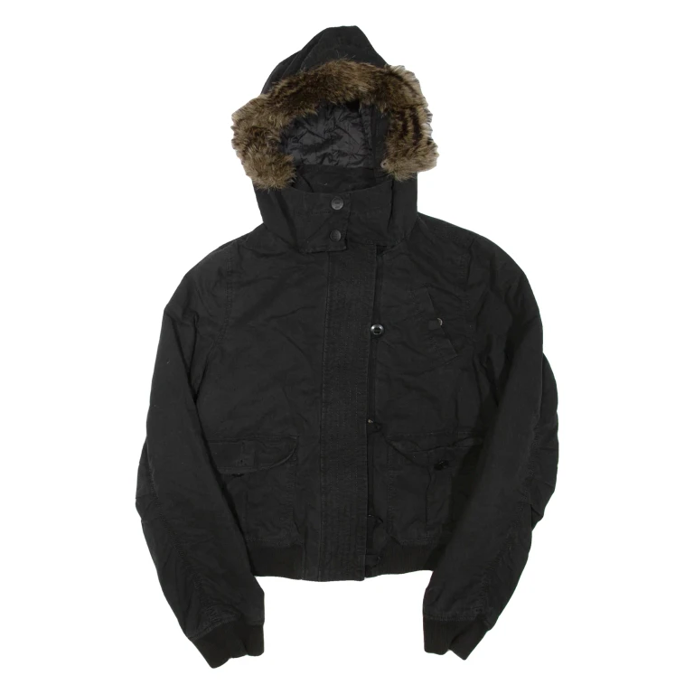 PUMA Womens Puffer Jacket Black Hooded M