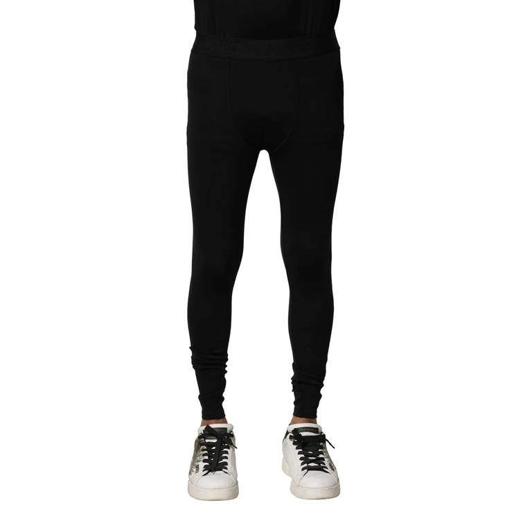 Dolce & Gabbana Black Nylon Elastic Logo Men Leggings Pants Elastane - Men