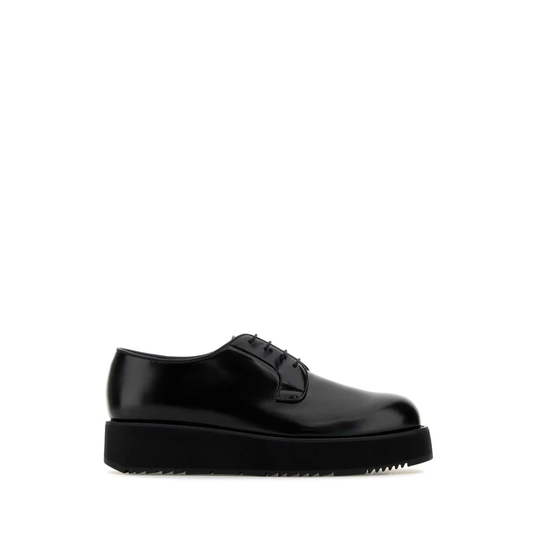 Prada Black Leather Lace-Up Shoes Nero Vitello Scarpe Stringate - Men