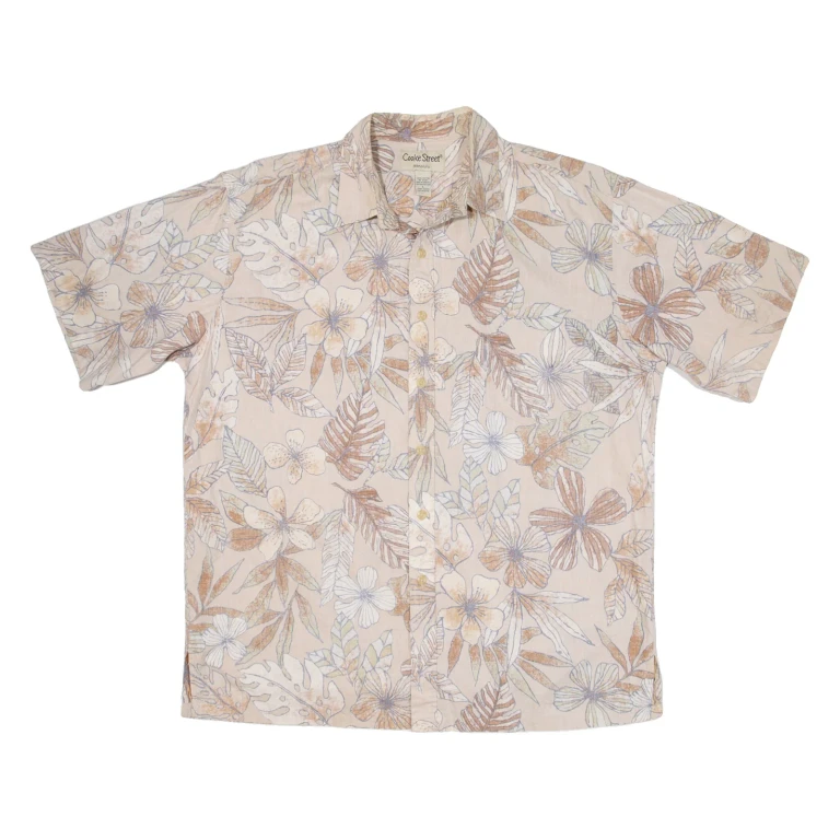 COOKE STREET Mens Hawaiian Shirt Pink Floral L