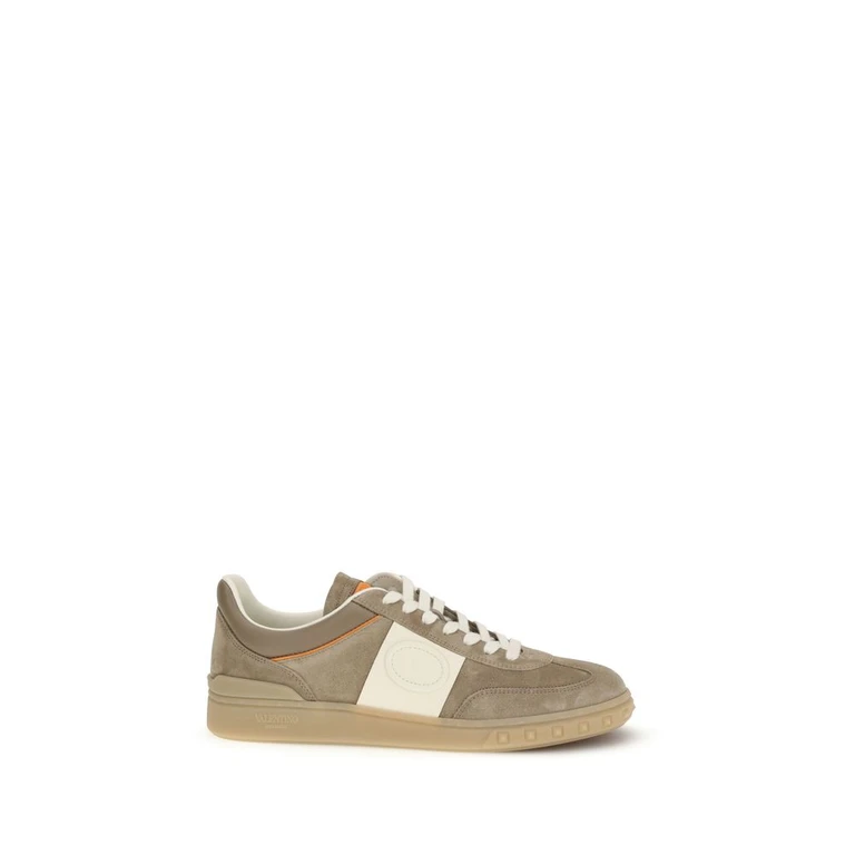 Beige Calf Leather Bos Taurus Low Top Sneakers - Men