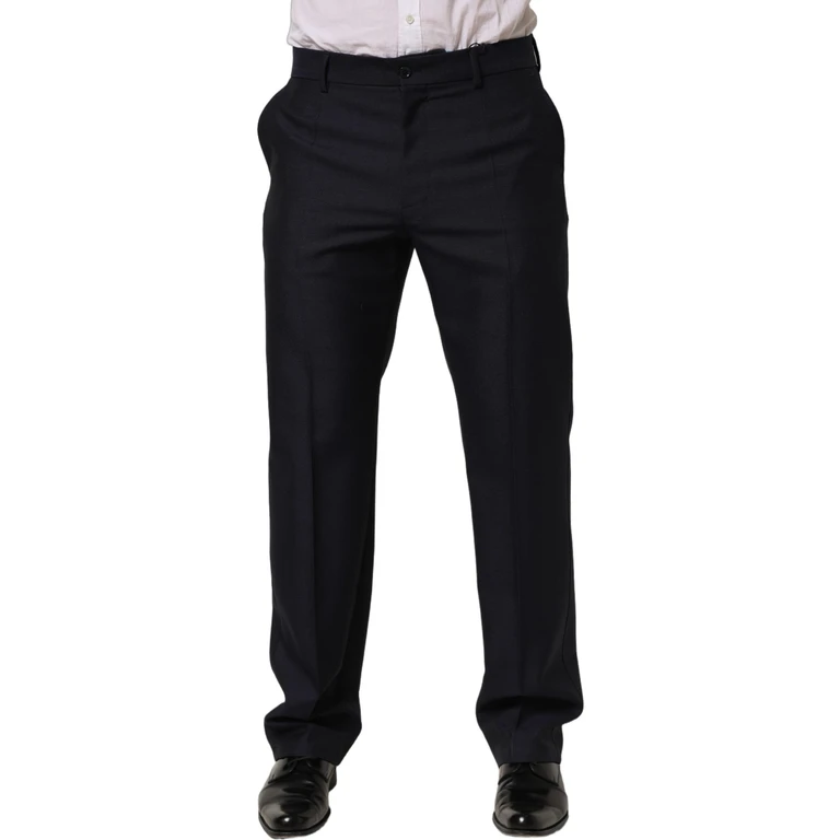 Dolce & Gabbana Black Wool Tapered Leg Dress Trouser Pants Mohair - Men