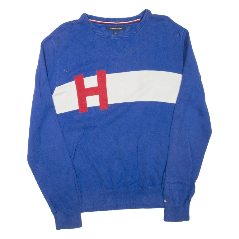 TOMMY HILFIGER Mens Jumper Blue Tight Knit M