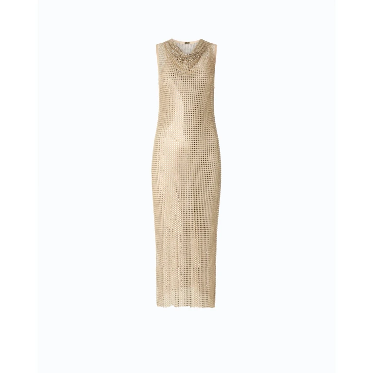 Robe midi en maille filet à strass - XXS