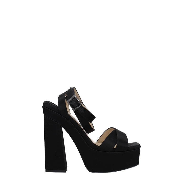 Jimmy Choo Black Satin Platform Sandals - Women