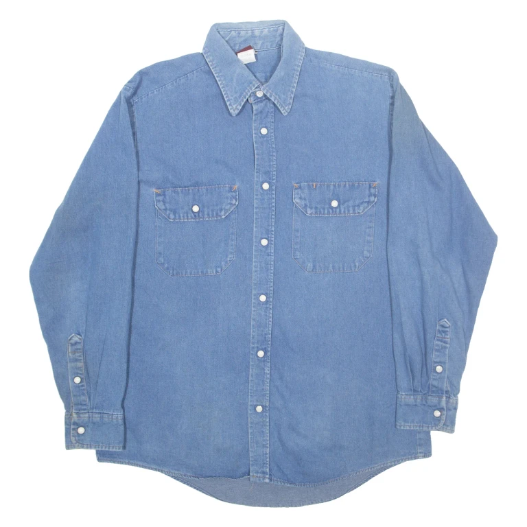 BIG BEN Mens Denim Shirt Blue Long Sleeve M