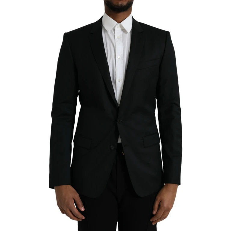 Dolce & Gabbana Black Wool Martini Single Breasted Blazer Virgin Clothing - Men