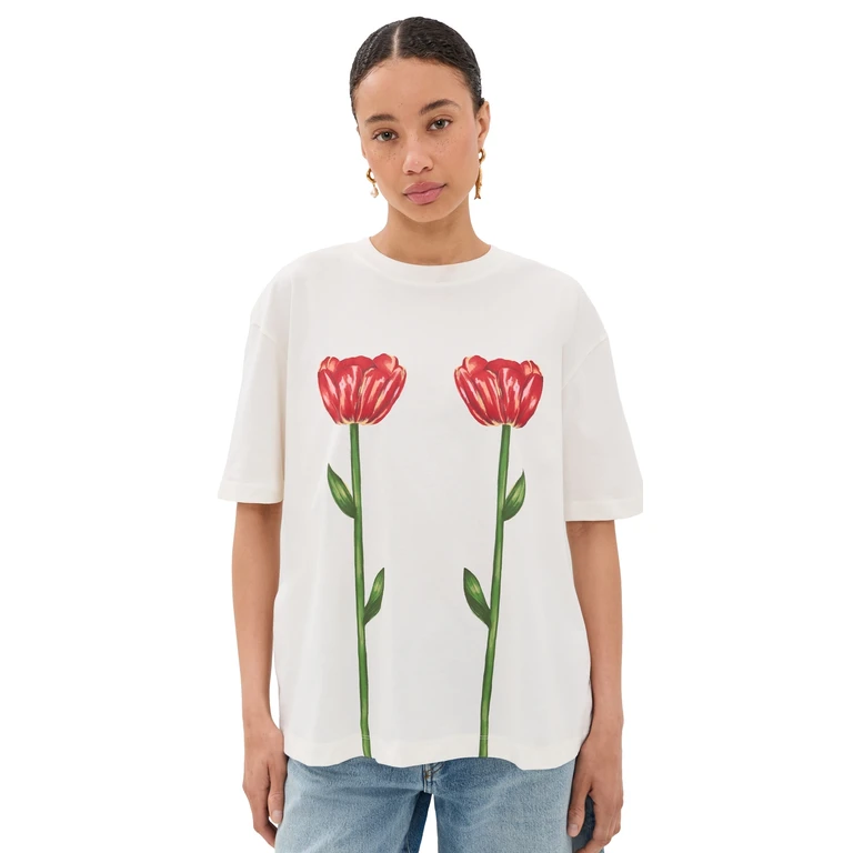FARM Rio Tropical Rose Big T-Shirt Off-White XXS