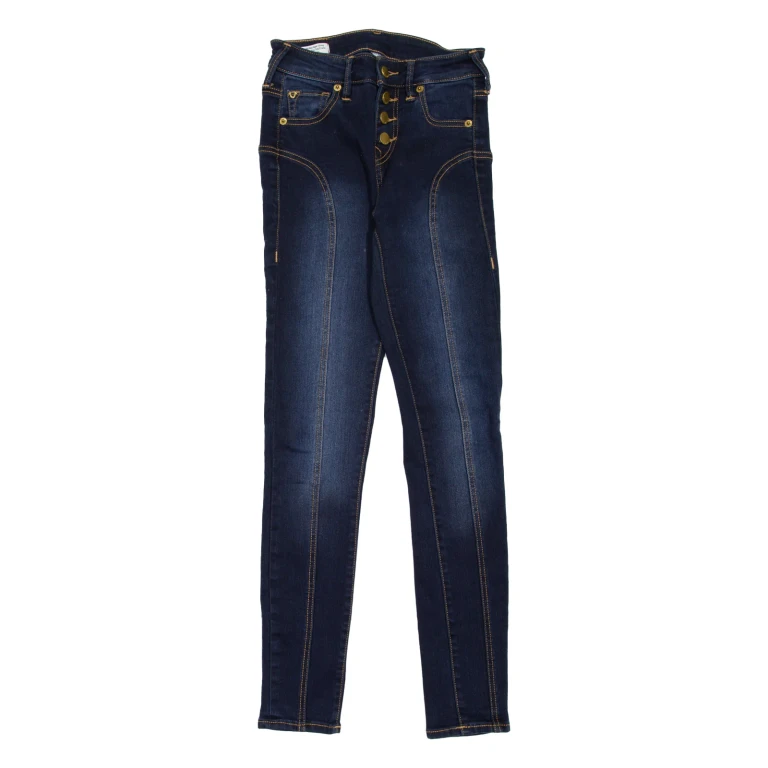 TRUE RELIGION Halle Womens Jeans Blue Slim Skinny Stone Wash W24 L29