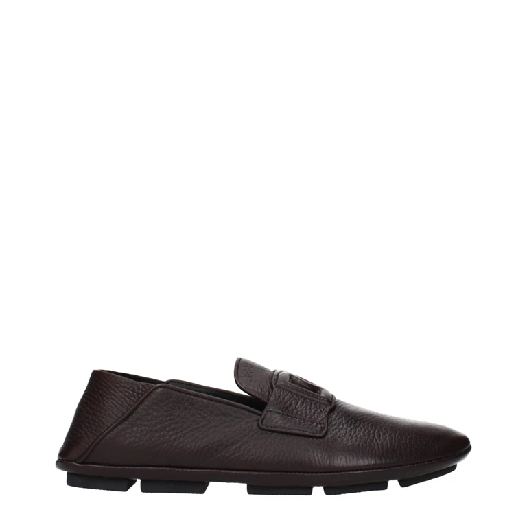 Brown Leather Slip-On Loafers - Men