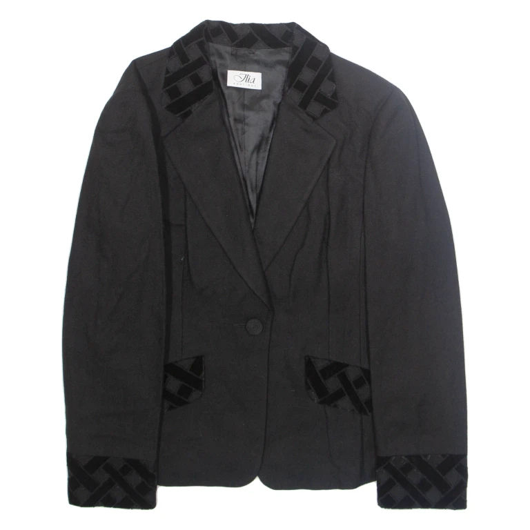 JULIA Womens Blazer Jacket Black Wool M