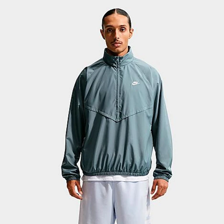 Nike Men's Windrunner Lightweight Half-Zip Jacket in Mineral Slate/White Size: XS