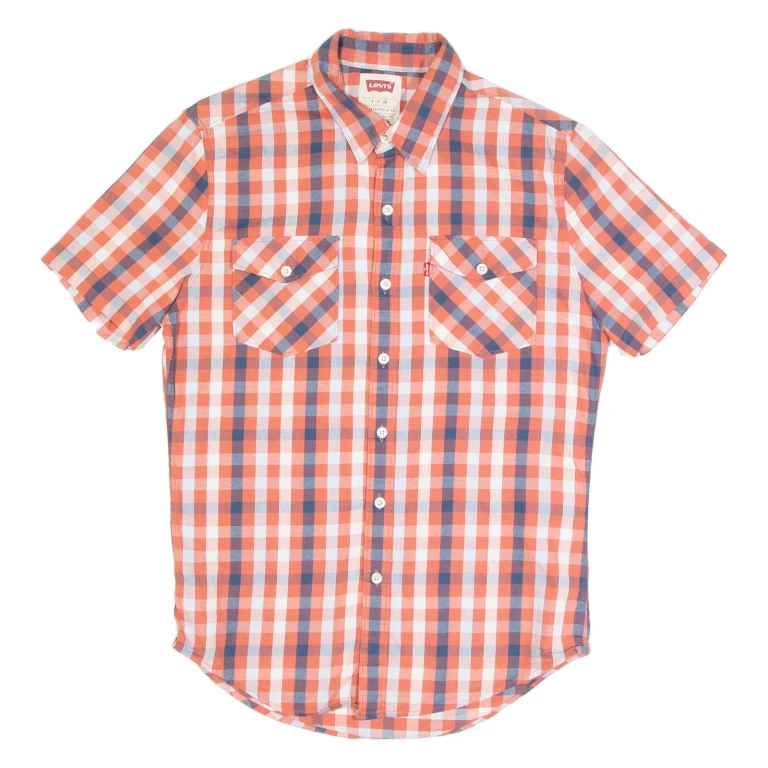 LEVI'S Mens Shirt Red Check Short Sleeve S