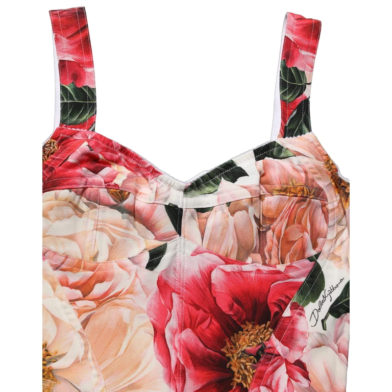 Dolce & Gabbana Multicolor Floral Cropped Bustier Tank Top Elastane Nylon Viscose - Women