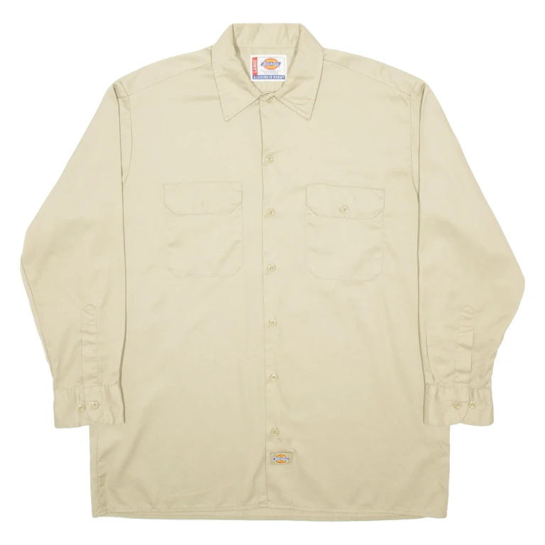 DICKIES Workwear Mens Plain Shirt Brown Long Sleeve L (LL2-111124-8907)
