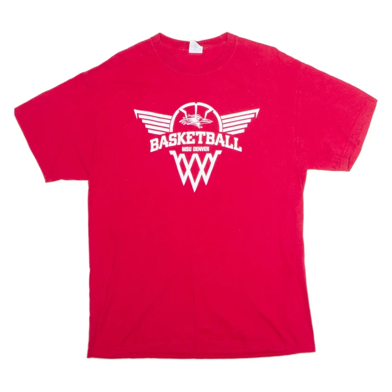 PORT AND COMPANY MSU Denver Basketball Mens T-Shirt Red USA Crew Neck M