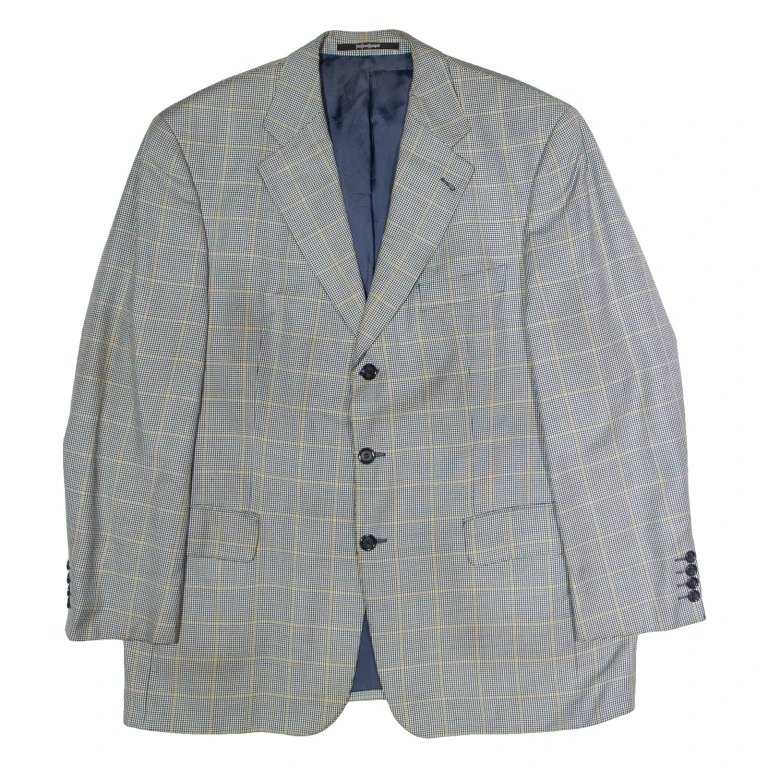 YVES SAINT LAURENT Mens Blazer Jacket Grey Wool Houndstooth XL