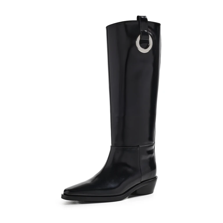 Proenza Schouler Bronco Grommet Knee High Boots Black 37