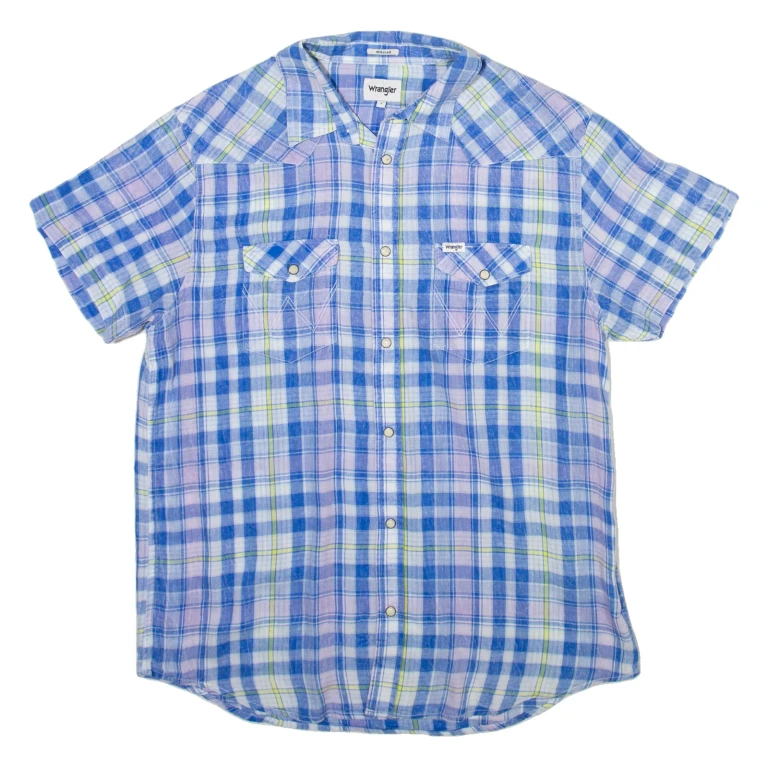 WRANGLER Mens Shirt Blue Check L