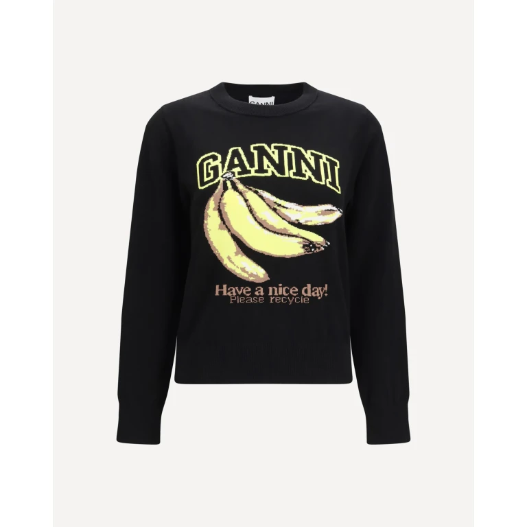 GANNI Banana-print Sweater Female M