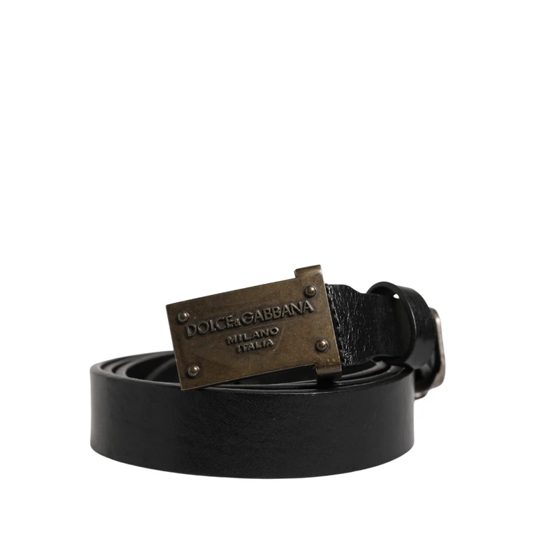 Dolce & Gabbana Men Black Classic Leather Logo Buckle Belt Calf - Men
