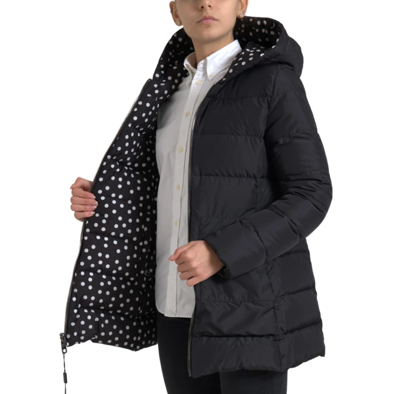 Black Polyester Hooded Reversible Jacket Clothing - Women
