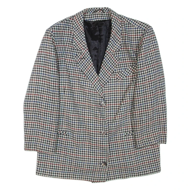 Womens Blazer Jacket Grey Houndstooth XL