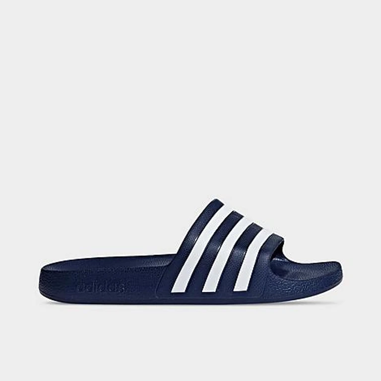 adidas Women's Originals adilette Aqua Slide Sandals in Dark Blue/White Size: 5.0