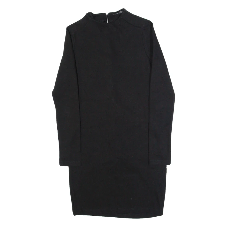 ZARA Womens Bodycon Dress Black Long Sleeve Knee Length S