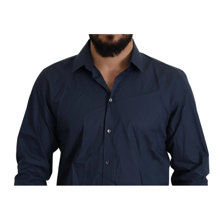 Dolce & Gabbana Blue Cotton Martini Slim Fit Dress Shirt - Men