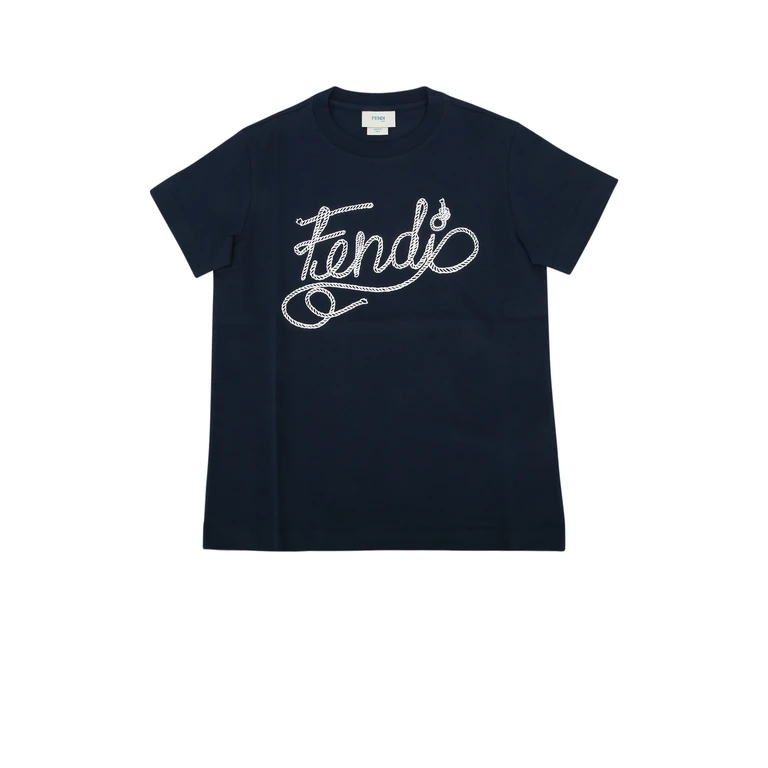Fendi Kids T-Shirt Jersey Tinto Yale Blackwhite