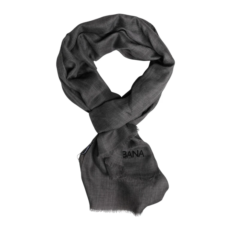 Dolce & Gabbana Gray Logo Print Neck Warmer Wrap Shawl Scarf - Men