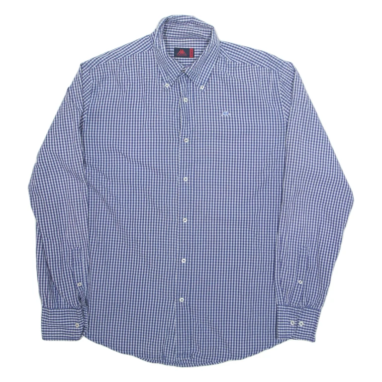 KAPPA Mens Shirt Blue Check Long Sleeve XL