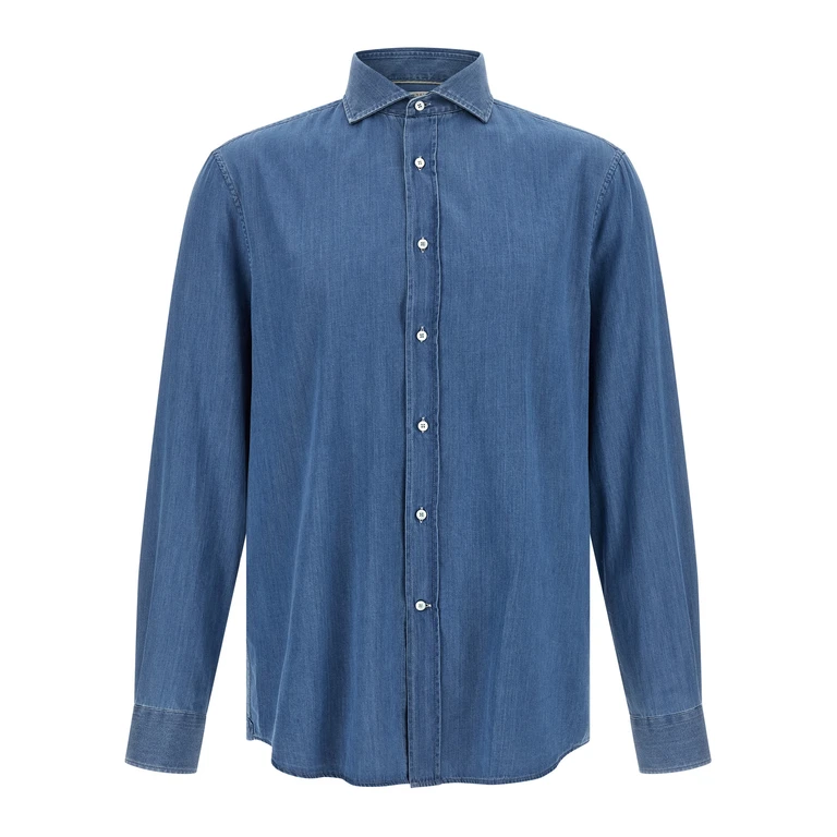 Brunello Cucinelli Blue Cotton Blouse - Men