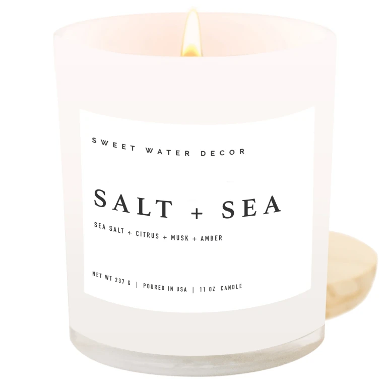 Salt and Sea Soy Candle - White Jar - 11 oz