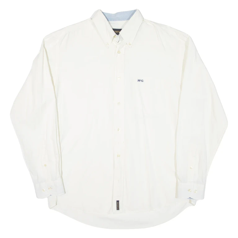 MCGREGOR Mens Plain Shirt White Long Sleeve L