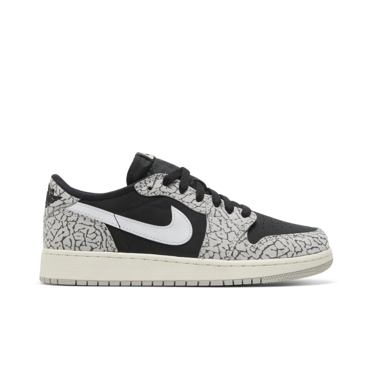 Grade School Retro 1 Low Og 'Black Cement Gs' Sneakers