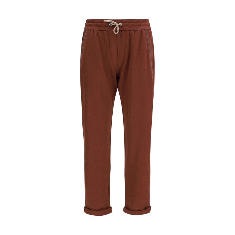 Brunello Cucinelli Bordeaux Cotton Casual Pants - Women
