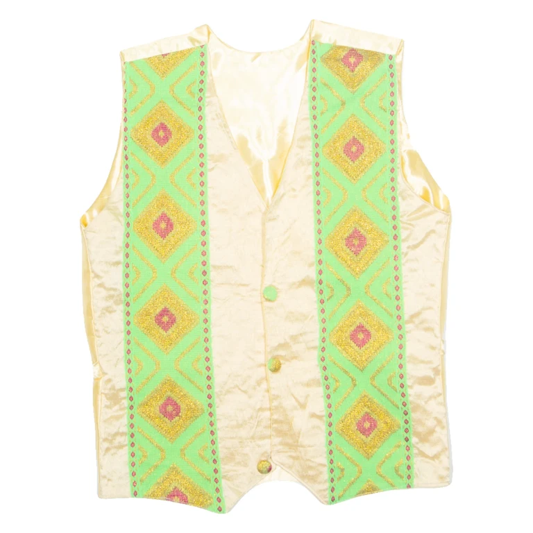 Eastern Inspired Mens Blazer Waistcoat Gold Crazy Pattern L